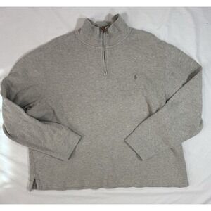 Polo Ralph‎ Lauren Sweatshirt Mock Neck Pullover 1/4 Zip Beige Men XXL